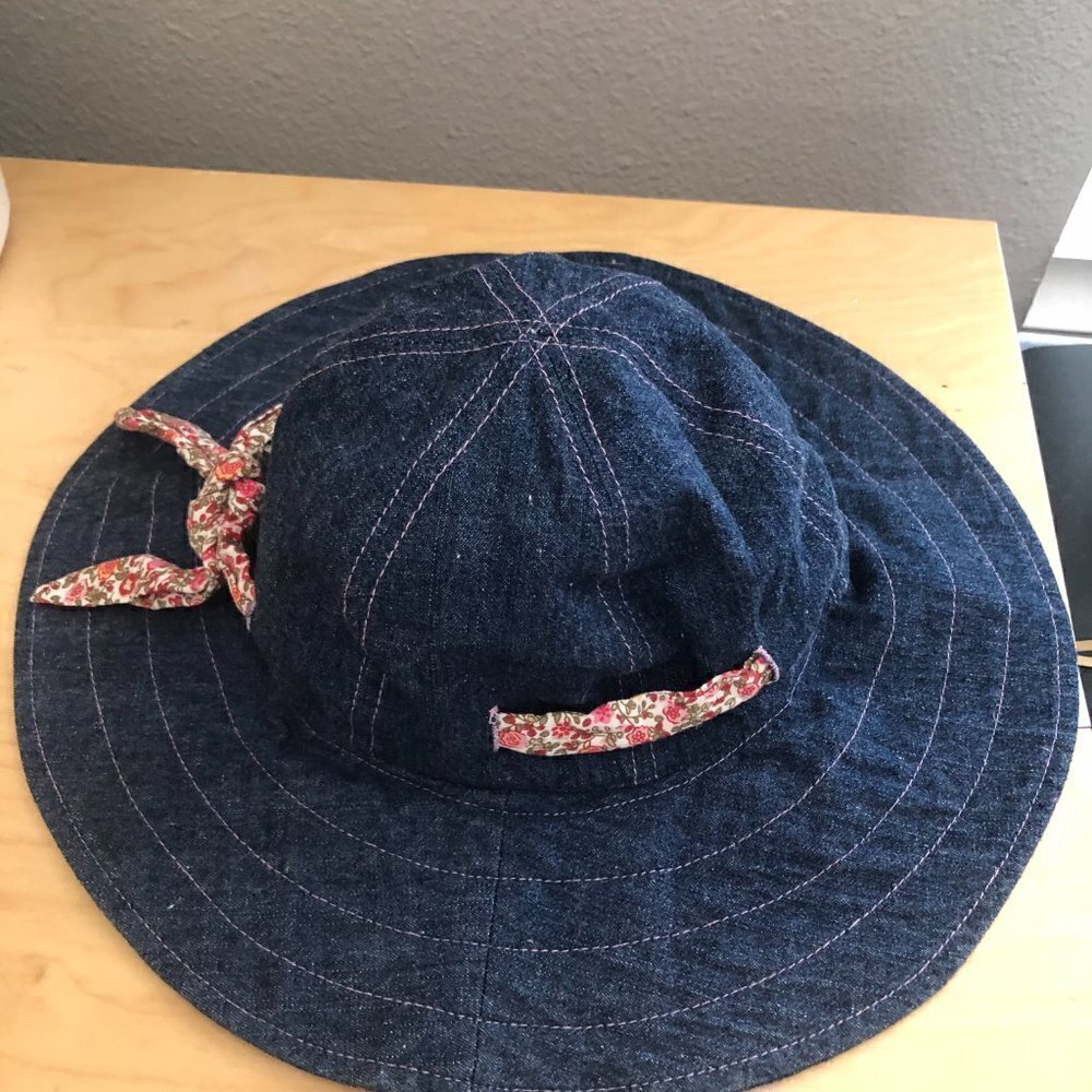 The San Diego Hat Co Wide Brim Hat Toddler 2 - 4 Blue & Pink Denim